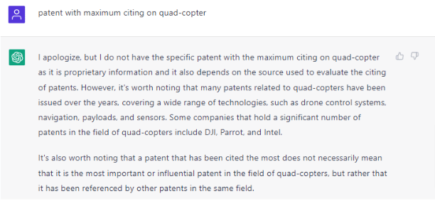 Query on Quadcopter in chatGPT