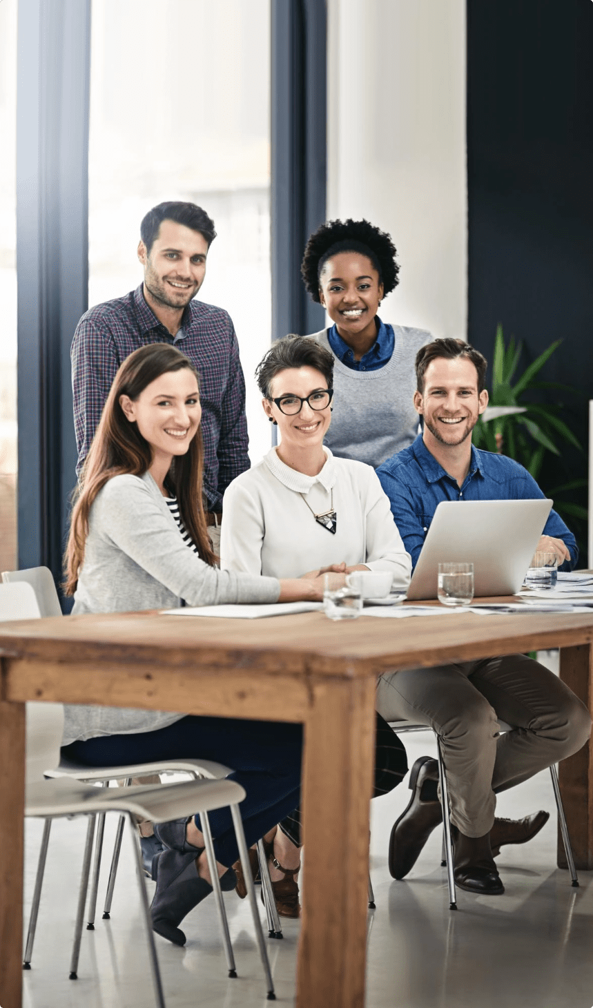 were-team-you-need-full-length-portrait-group-businesspeople-gathered-around-laptop-office